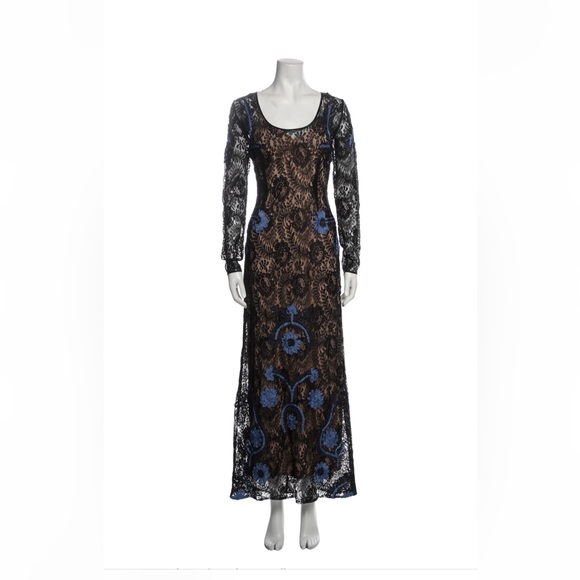 chinese dress ladies Alice Temperley Lace Dress Navy Blue Size 6 Midi main image 1